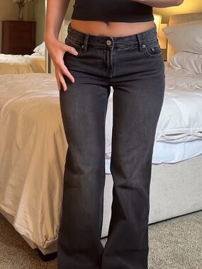 PacSun Women's Black Flare Jeans - High-Rise Wide Leg